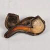 Antique Meerschaum Tobacco Pipe, Hand-Carved, Amber Stem, 5.5in, Original Fur-Lined Case