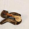 Antique Meerschaum Tobacco Pipe, Hand-Carved, Amber Stem, 5.5in, Original Fur-Lined Case - 4