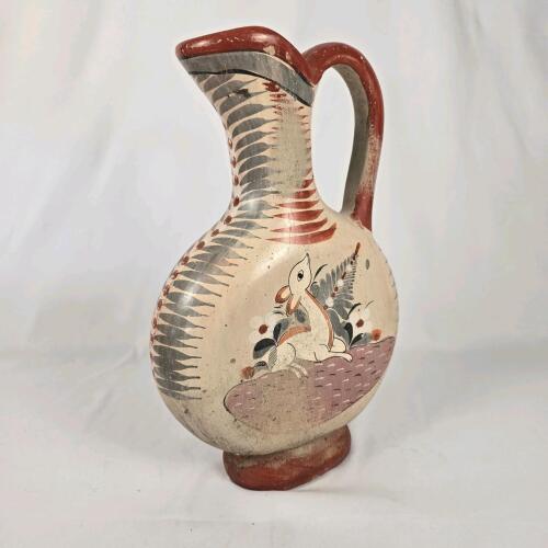 Vintage Hand-Painted Folk Art Pottery Ceramic Pitcher