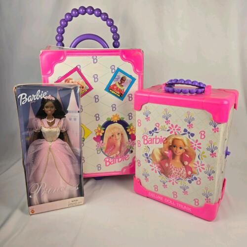 1990s Barbie Deluxe Doll Trunks & 1999 African American Princess Barbie Doll NIB