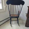 Hand-Painted Hitchcock-Style Rocking Chair, Cane Seat, Black & Gold Village Motif - 5