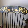 Hand-Painted Hitchcock-Style Rocking Chair, Cane Seat, Black & Gold Village Motif - 9