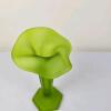 Green Satin Art Glass Vase with Freeform Rim & Hexagonal Base - 2