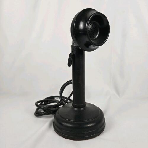 Antique Black Candlestick Telephone "Press to Talk" Lever