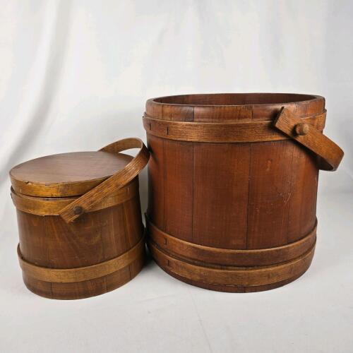 Pair of Vintage Wooden Firkin Buckets