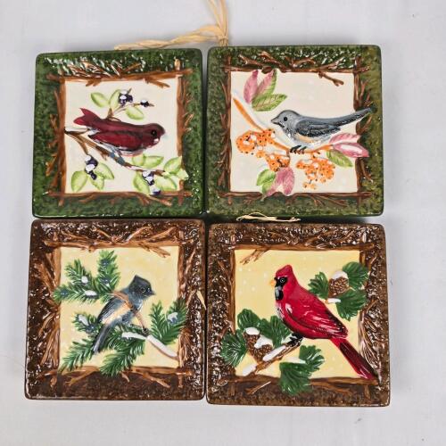MWW Market Woodland Birds Ceramic Plates/Wall Plaques Set of 4 with Original Box