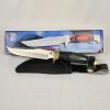 Chipaway Cutlery Fixed Blade Hunting Knife Black Wood Handle Brass Guard w/ Sheath