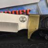 Chipaway Cutlery Fixed Blade Hunting Knife Black Wood Handle Brass Guard w/ Sheath - 2
