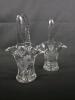 Pair of Clear Pressed Glass Baskets with Floral Etching