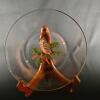 Glass Plate 8" Tufted Titmouse Hand-painted Bird, Gold Rim