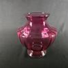 Small Pink Ribbed Glass Vase Bulbous Shape