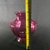 Small Pink Ribbed Glass Vase Bulbous Shape - 2