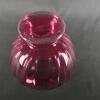 Small Pink Ribbed Glass Vase Bulbous Shape - 3