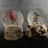 Pair of Musical Snow Globes, Cardinal & Chickadee - 2