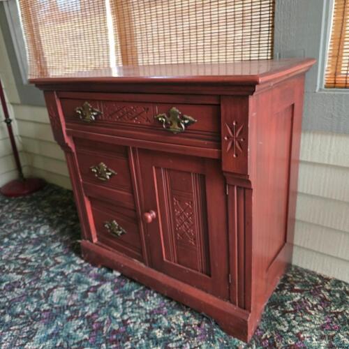 Vintage Wood Washstand Cabinet