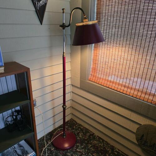Vintage Pharmacy Style Adjustable Burgundy Floor Lamp,