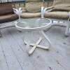 White Aluminum Patio Chair Set with Cushions and Glass-Top Table, Outdoor Lounge Set - 4