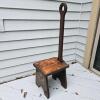 Shaker-Style Wooden Boot Jack Bench with Handle, Hand-Painted Scrollwork