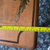 Wood Coffee Table Hand Painted Leaf Motif, Turned Legs, Stretcher Base - 6