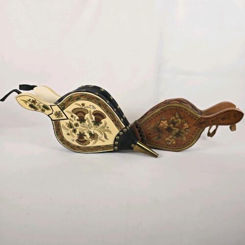 Pair of Hand-Painted Wood & Brass Fireplace Bellows