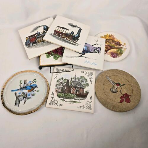 Vintage Decorative Ceramic Trivet & Wall Tile Lot