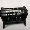Black Wooden Magazine Rack, Hand Painted Floral - 2