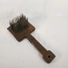 Antique Wool/Flax Hackle Comb &ndash; 48 Iron Tines, Hardwood Handle, 12-inch, Rustic Fiber Tool