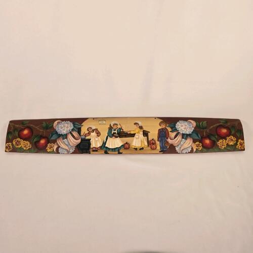 Barrel Stave Hand-Painted by Vicki Sullivan, 31.5"x5.25", Country Kitchen Scene, Signed