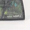 Hand-Painted Semi-Circle Wood Wall Art by Win Weeks, 23"x11.5", Woodpeckers in Forest, 1980, Signed - 2