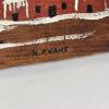 Hand-Painted Rustic Wooden Wall Art, Winter Farm Scene, Signed N. Evans, 46.5"x5.5" - 3