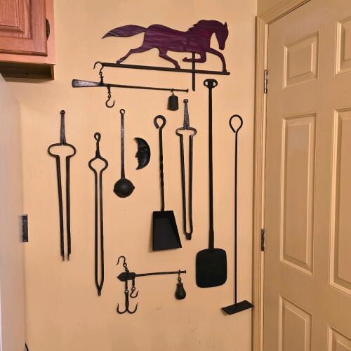 Wrought Iron Tools With Scale & Horse Decor