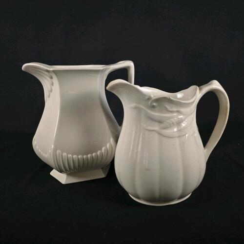 Wm Adams & Sons English Ironstone Pitchers, Micratex & Fluted, England, 6&ndash;7 in, Antique
