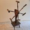 Antique Wooden Yarn Swift, Skein Winder, 6-Armed, Cog Mechanism, ~31" Tall, Maker&rsquo;s Mark "HJ"