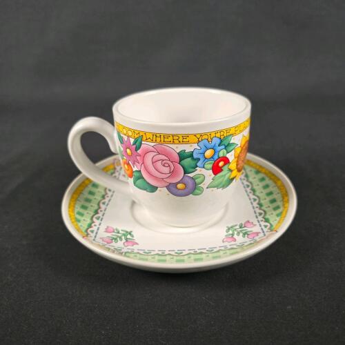 Mary Engelbreit "Bloom Where You're Planted" Floral Cup & Saucer Set