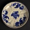 Antique English Scroll Pattern Blue & White Transferware Tea Cup & Saucer Set, F.W. Mark - 2