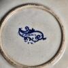 Antique English Scroll Pattern Blue & White Transferware Tea Cup & Saucer Set, F.W. Mark - 3