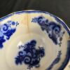 Antique English Scroll Pattern Blue & White Transferware Tea Cup & Saucer Set, F.W. Mark - 4