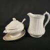 J. Edwards Hanley Antique Ironstone Pitcher & Tureen Set,England c.1842-1882, Relief Motif