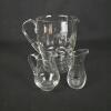 3-Piece Glass Pitcher & Creamer Set &ndash; Etched Floral Large Jug, 2 Small Clear Mini Pitchers
