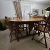 Extendable Oval Wooden Dining Table Set with 6 Windsor Chairs, Medium Honey-Brown Finish - 2