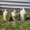 Antique American Stoneware Jugs, 1 Gallon, Salt Glaze, Eagle Decoration, c.1890-1920, Set of 3