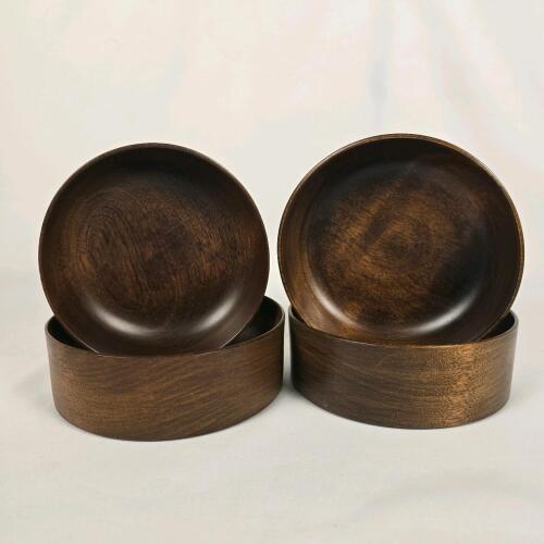 Woodbury Woodware Hand-Turned Wooden Bowl Set, 5.5" Diameter, Shelburne VT
