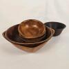 Wooden Salad Bowl Set &ndash; 6-Piece, Mixed Wood Tones, Patchwork Design