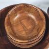 Wooden Salad Bowl Set &ndash; 6-Piece, Mixed Wood Tones, Patchwork Design - 2