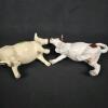 Pair of Cow-Shaped Porcelain Creamers, Hand-Painted Floral & Realistic Design, 4" Tall - 5