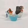 Robin by Andrea Ceramic Figurine + Frosted Blue Glass Bird + Japan Fish Lot of 3 - 2