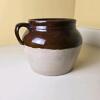 3 Gallon USA Stoneware Crock, Crown Mark, Two-Tone Brown & Tan, Handle, 8.25" Tall - 2