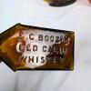 E.G. Booz's Old Cabin Whiskey Bottle, Amber Glass, Cabin-Shaped, Embossed - 4