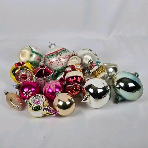 Vintage Glass Christmas Ornaments Lot Assorted Designs and Colors