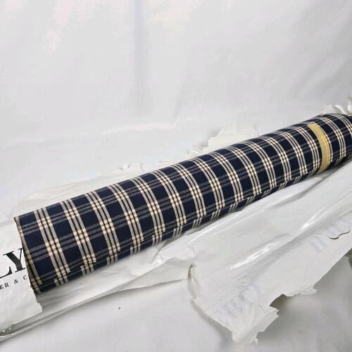 Waverly 15-Yard 54" Wide Navy Blue and Cream Plaid Upholstery Fabric